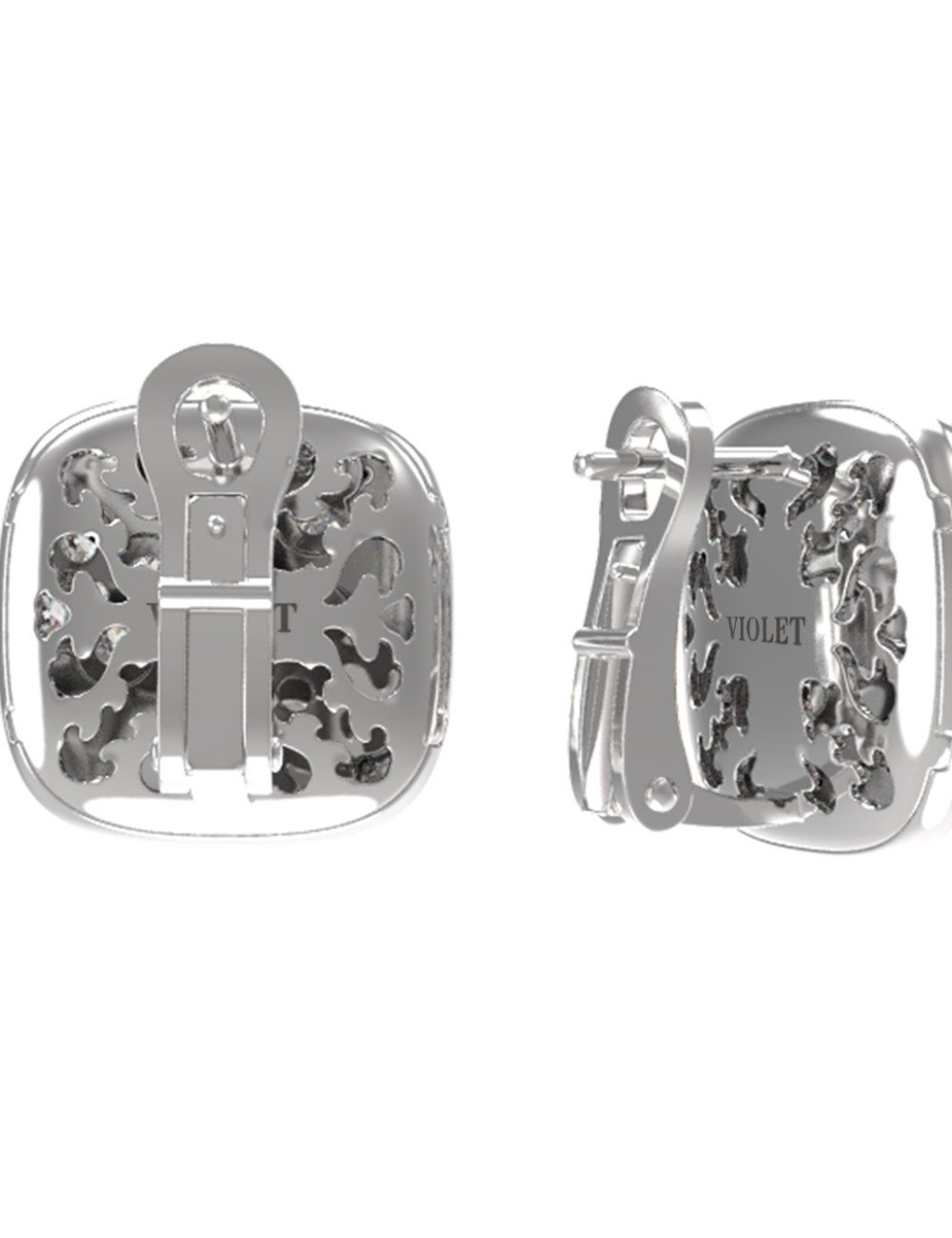 Серьги из белого золота c бриллиантами и ониксом