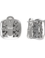 Серьги из белого золота c бриллиантами и ониксом