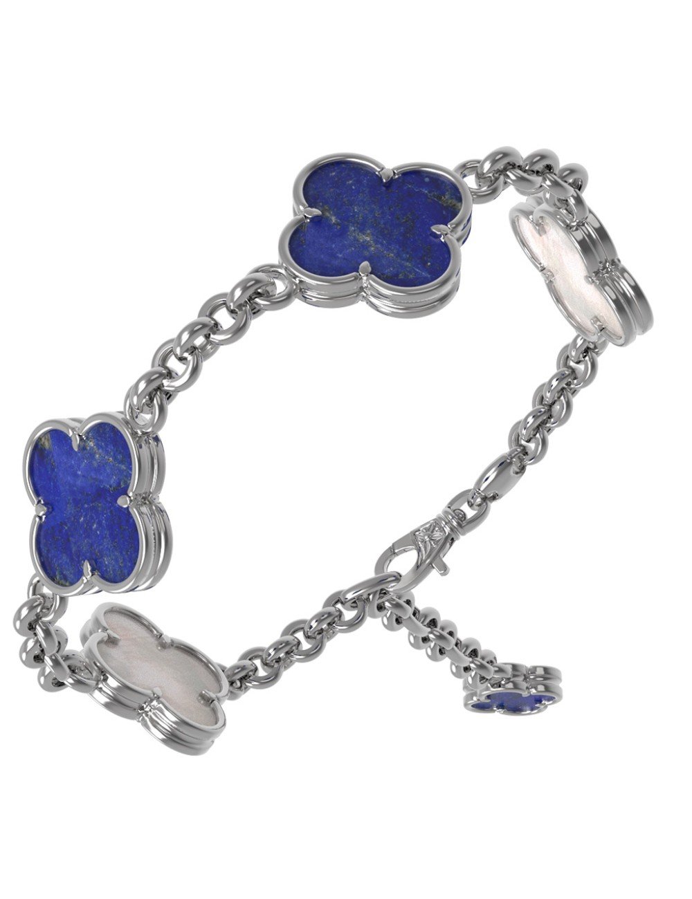 Браслет из белого золота c лазуритом и перламутром