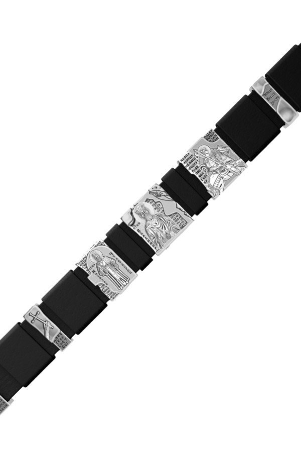 Браслет из белого золота c кожаным шнурком