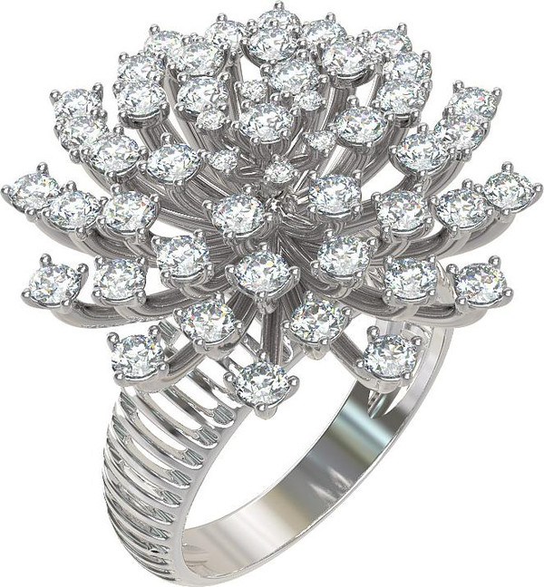 Кольцо из белого золота 585 пробы c бриллиантами