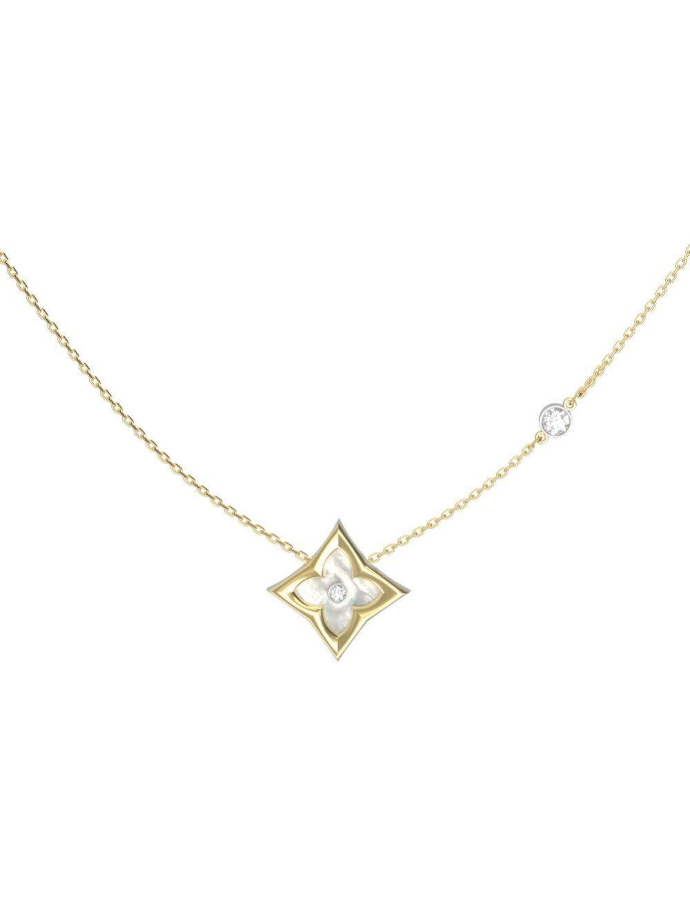 Колье из лимонного золота c бриллиантами и перламутром