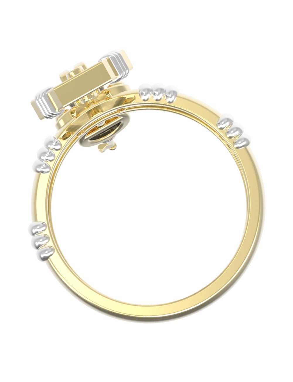 Кольцо из лимонного золота c ониксом и перламутром