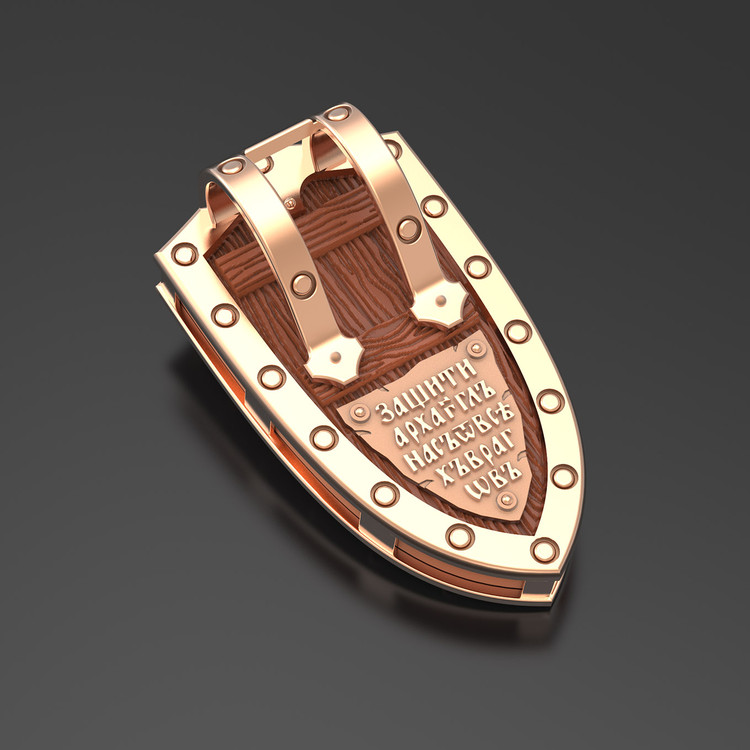 Нательная икона из красного золота 585 пробы c деревом груши