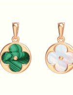 Подвеска из золота c малахитом и перламутром