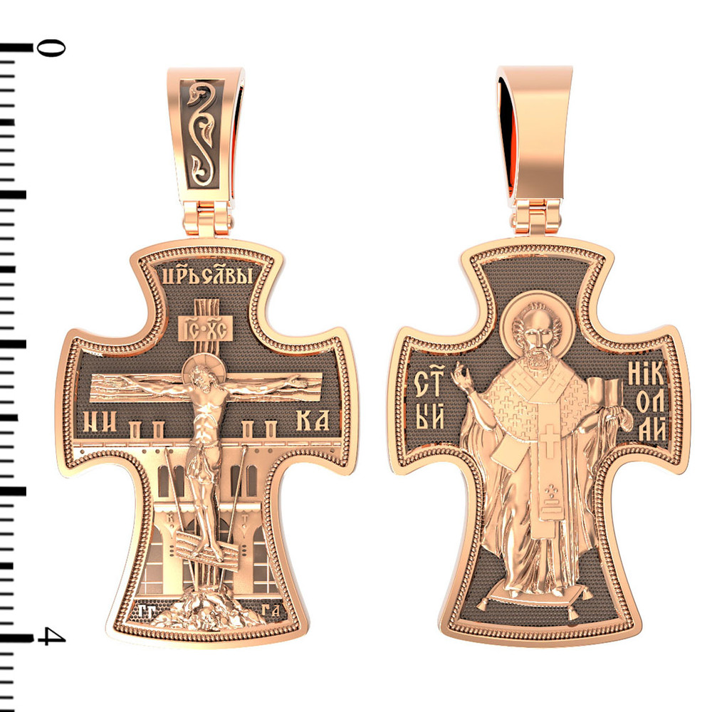 Крест из красного золота 585 пробы