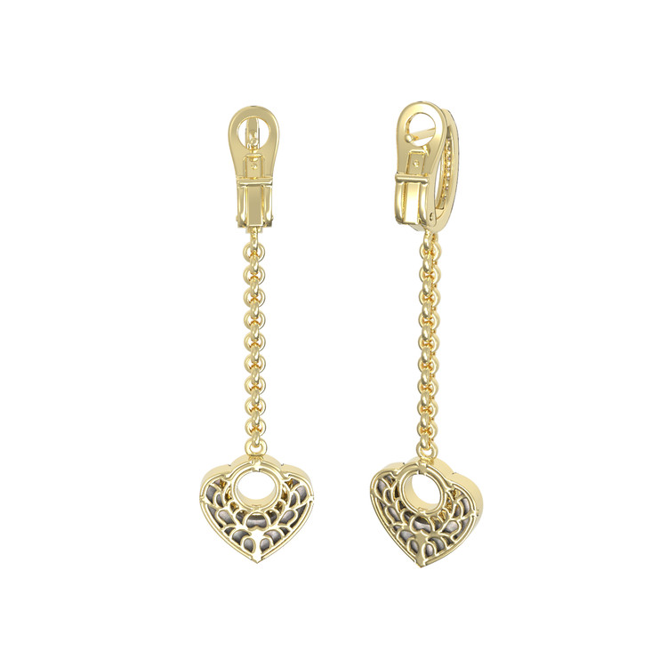 Серьги из лимонного золота 585 пробы c бриллиантами и перламутром