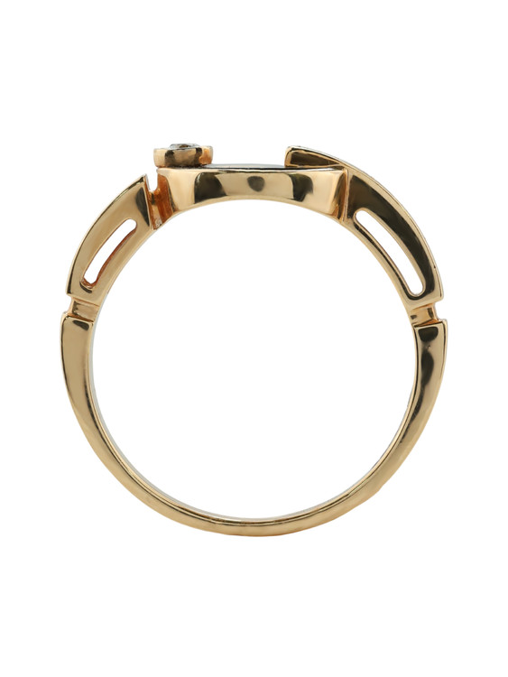 Кольцо из красного золота 585 пробы c бриллиантами и ониксом