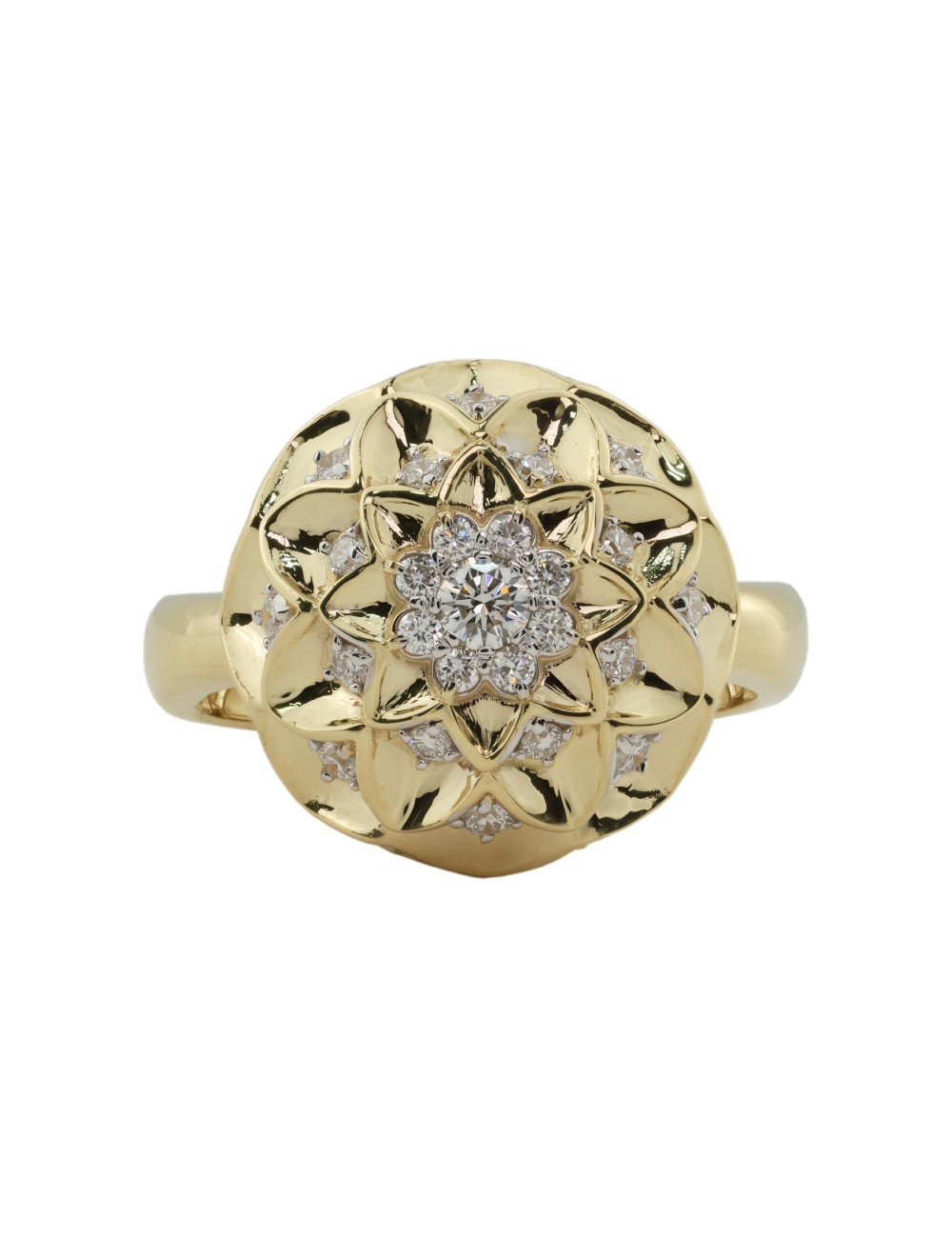 Кольцо из лимонного золота c бриллиантами