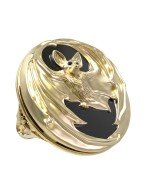 Кольцо из лимонного золота c эмалью и ониксом