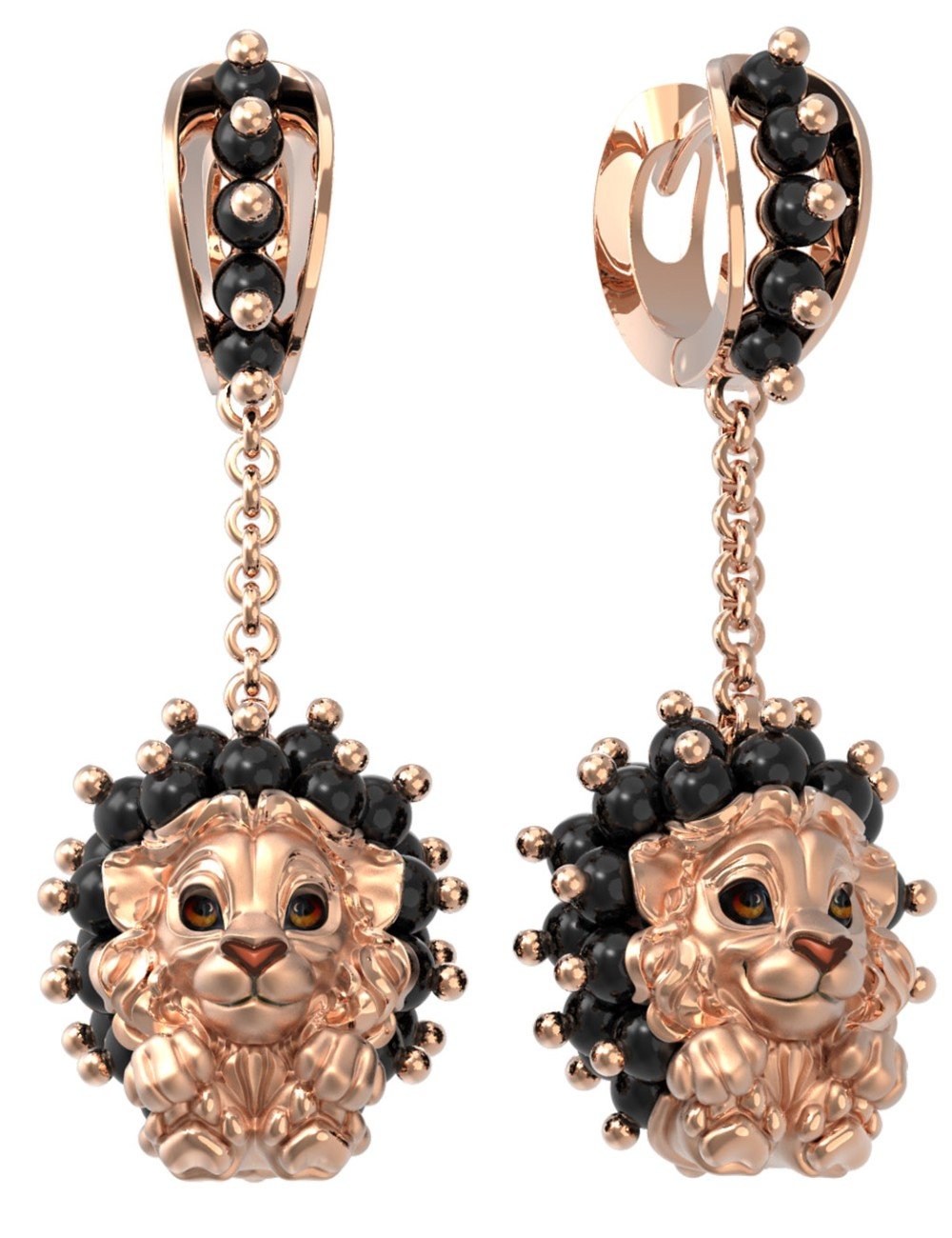 Серьги из золота c эмалью и ониксом