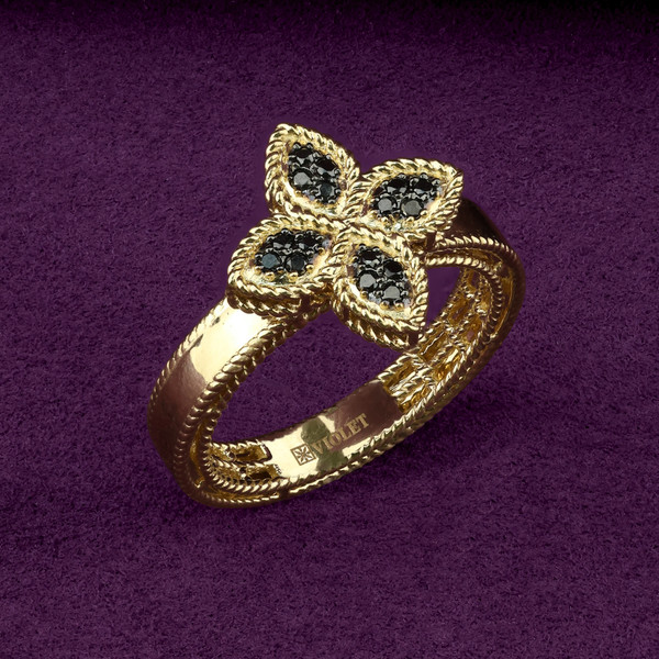 Кольцо из лимонного золота 585 пробы c бриллиантами