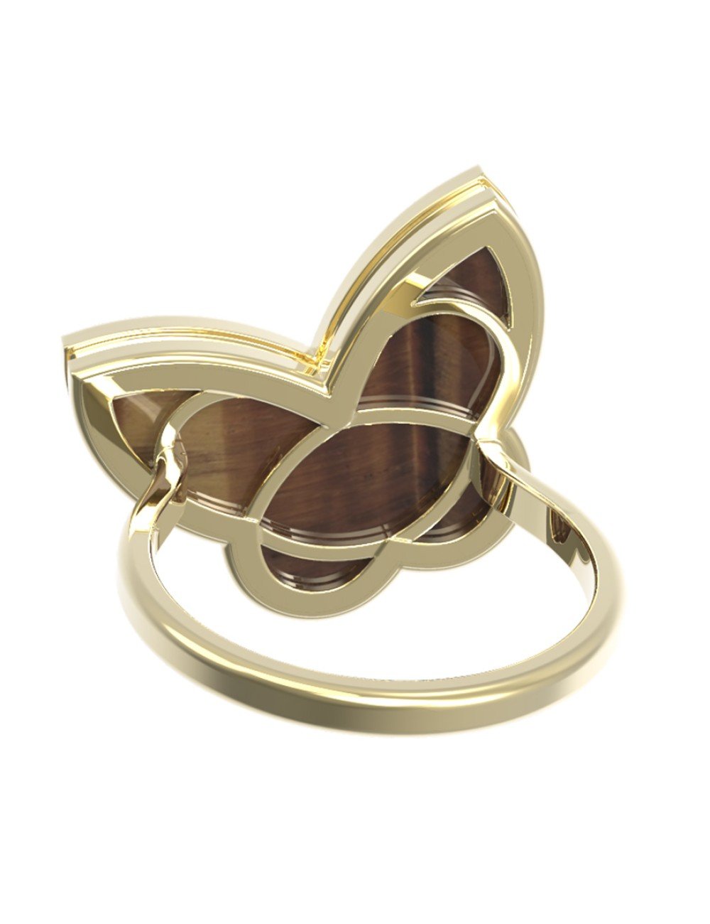 Кольцо из лимонного золота c тигровым глазом