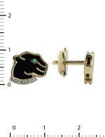 Серьги из лимонного золота c бриллиантами, изумрудом и ониксом