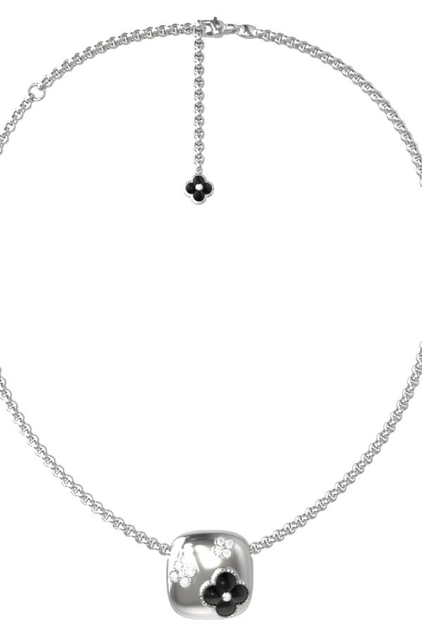 Колье из белого золота c бриллиантами и ониксом