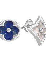 Серьги из белого золота c лазуритом и перламутром