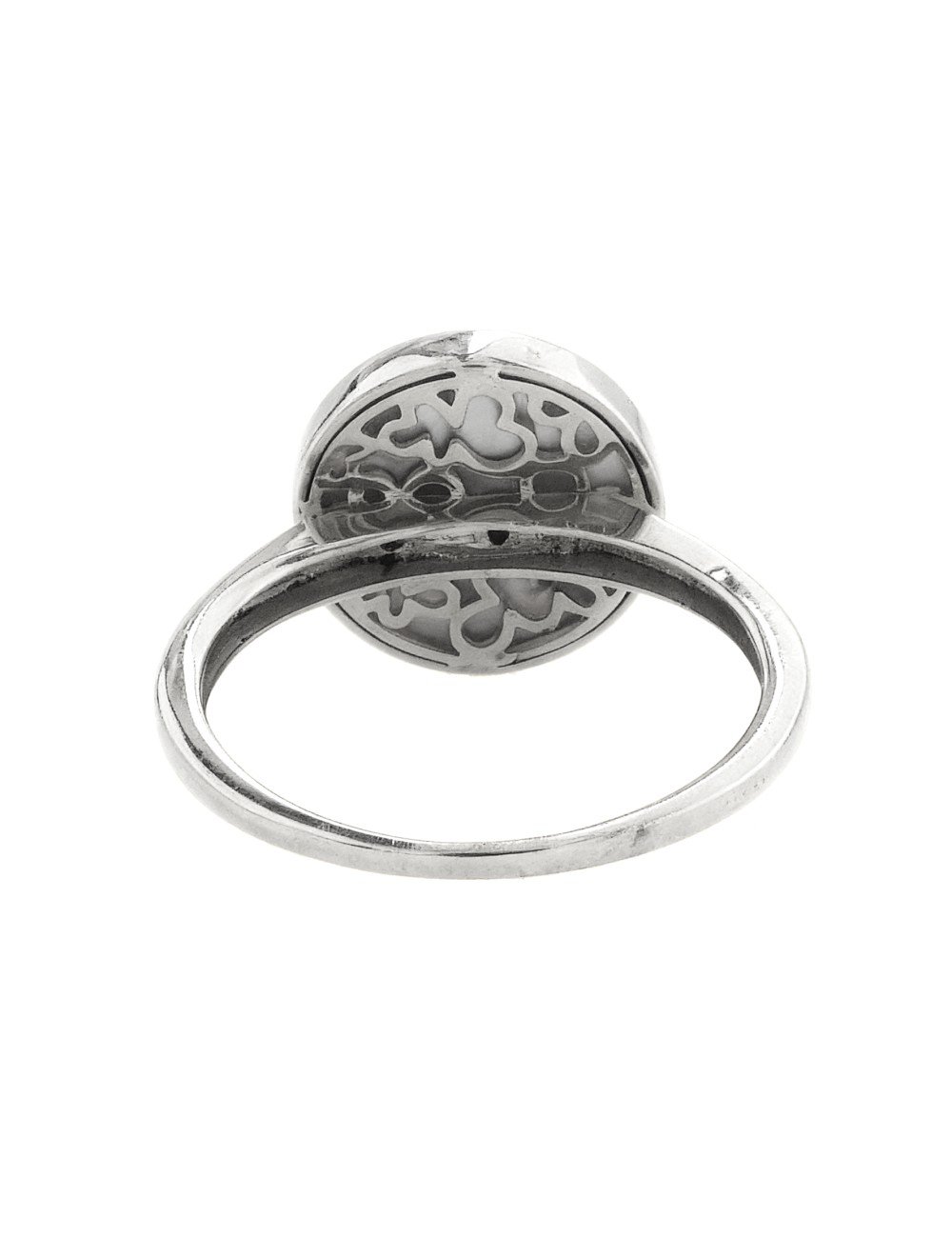 Кольцо из белого золота c бриллиантами и перламутром