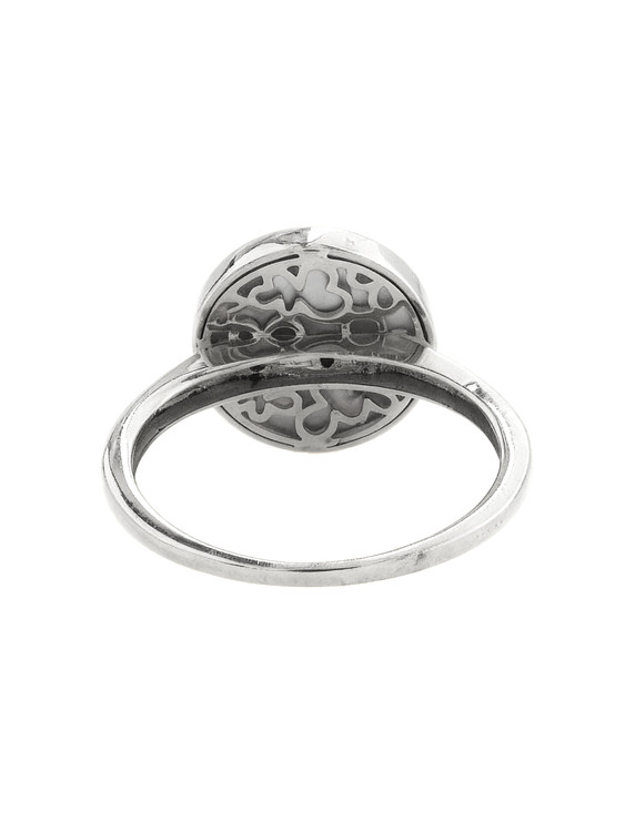 Кольцо из белого золота 585 пробы c бриллиантами и перламутром