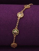 Браслет из золота c бриллиантами, малахитом и перламутром