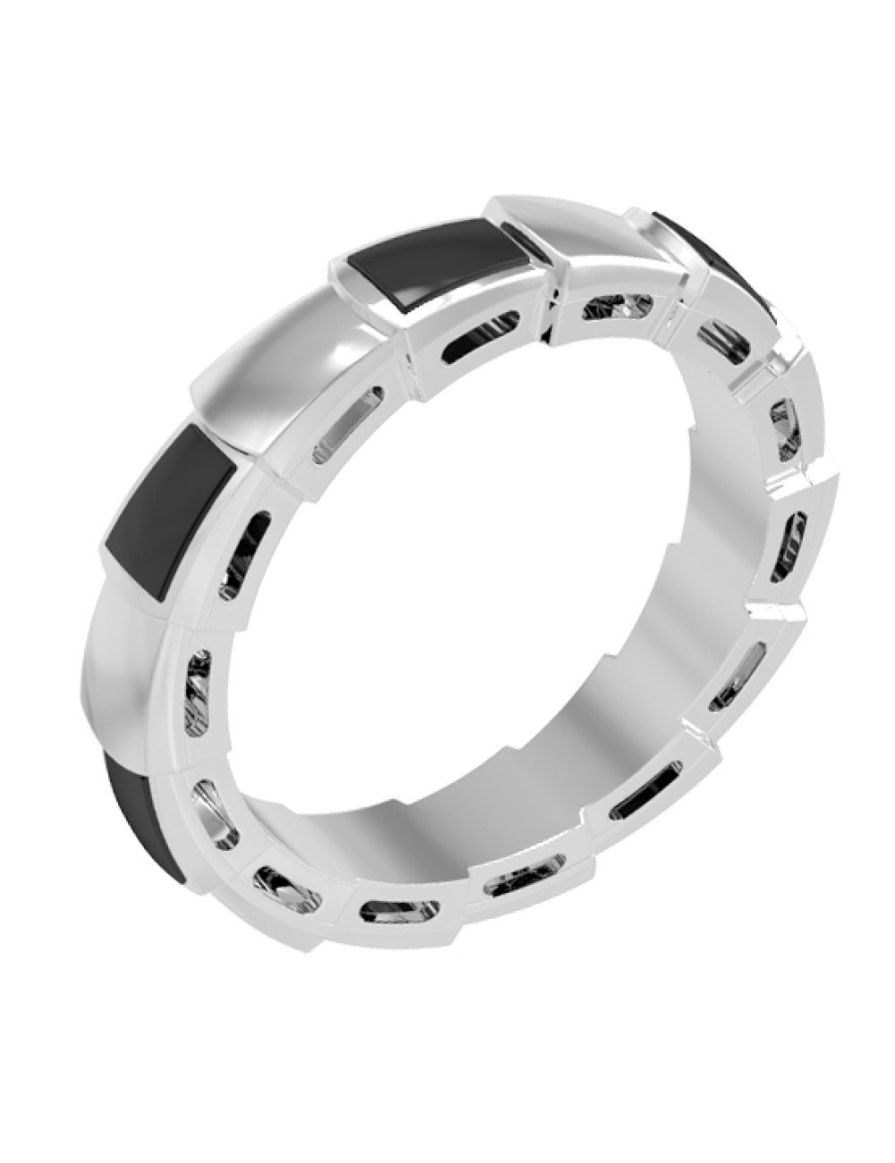 Кольцо из белого золота c ониксом