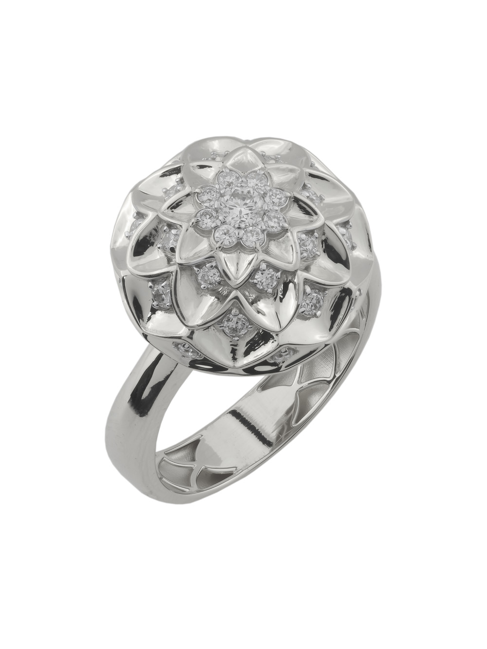 Кольцо из белого золота 585 пробы c бриллиантами