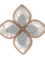 Кольцо из золота c бриллиантами и перламутром