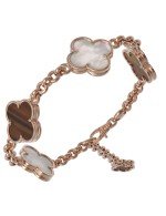 Браслет из золота c тигровым глазом и перламутром