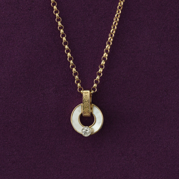 Колье из лимонного золота 585 пробы c бриллиантами и ониксом