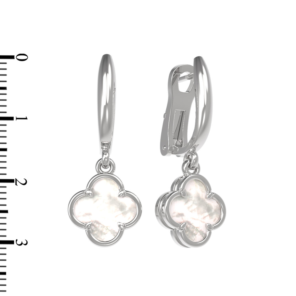 Серьги из белого золота 585 пробы c перламутром