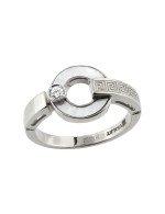 Кольцо из белого золота c бриллиантами и перламутром