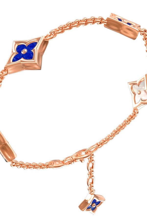 Браслет из золота c лазуритом и перламутром