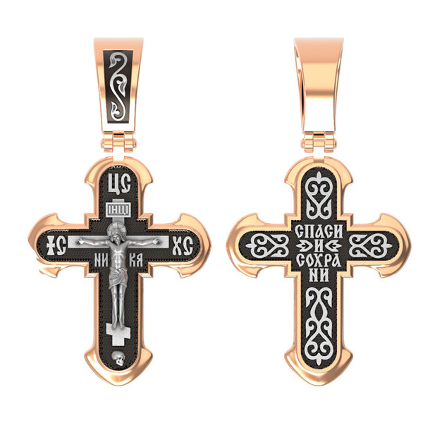 Крест из красного золота 585 пробы