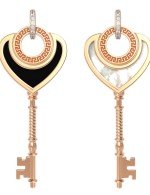 Подвеска из золота c фианитом, ониксом и перламутром