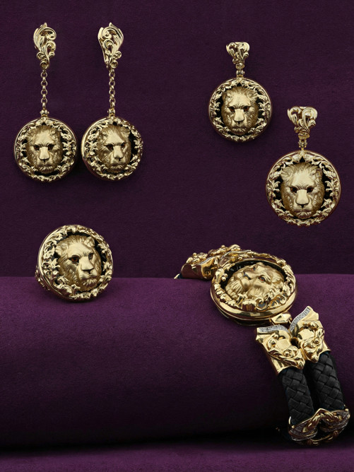 Серьги из лимонного золота 585 пробы c эмалью и ониксом