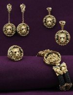 Серьги из лимонного золота c эмалью и ониксом