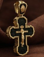 Крест из лимонного золота c эбеновым деревом