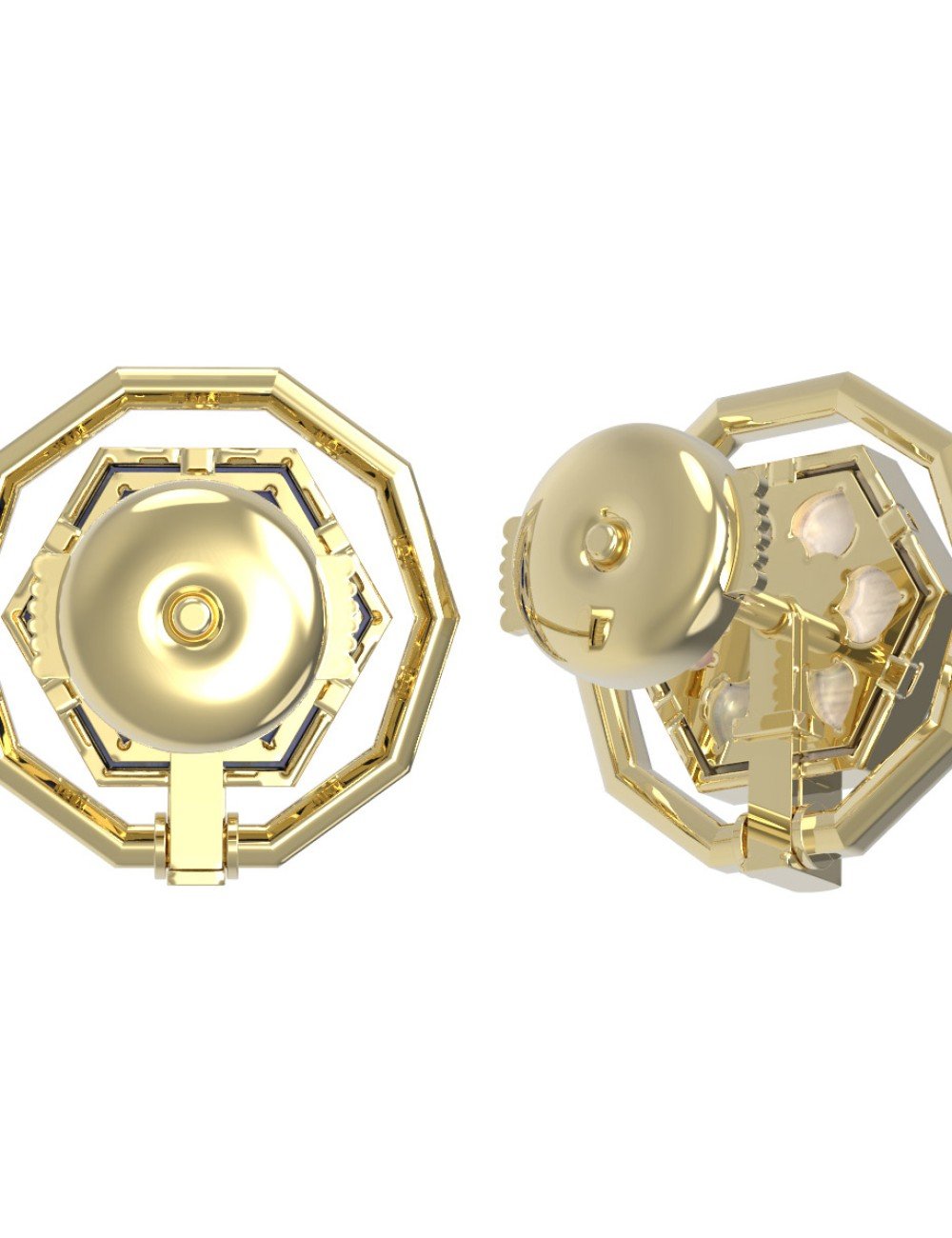 Серьги из лимонного золота c лазуритом и перламутром