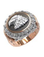 Кольцо из золота c бриллиантами и ониксом