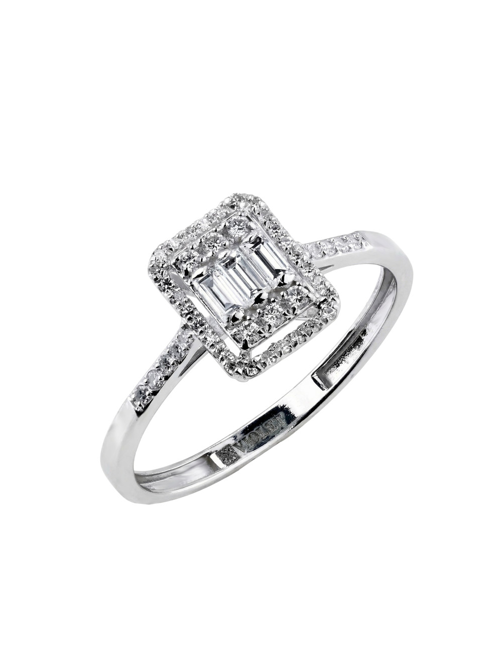 Кольцо из белого золота 585 пробы c бриллиантами