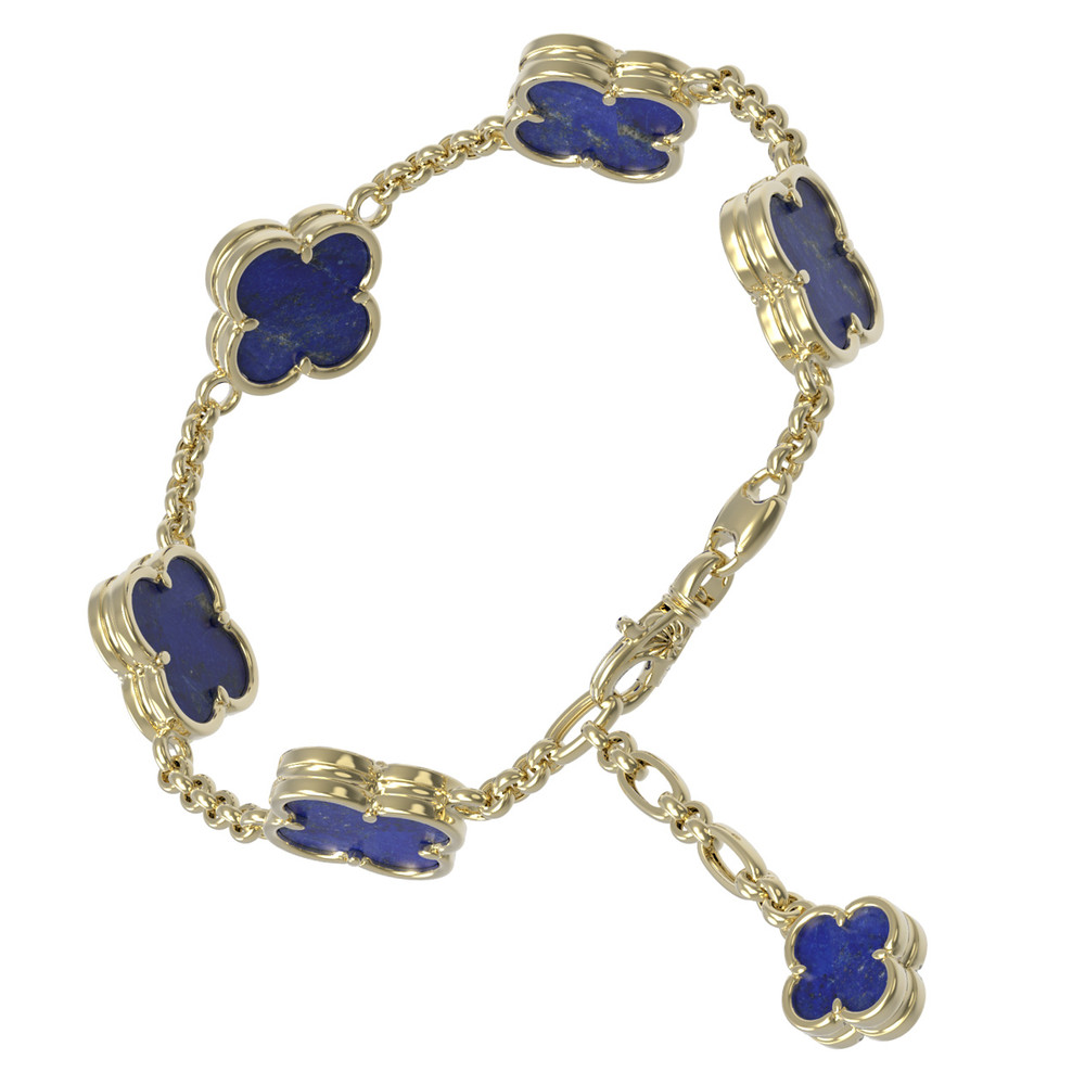 Браслет из лимонного золота 585 пробы c лазуритом