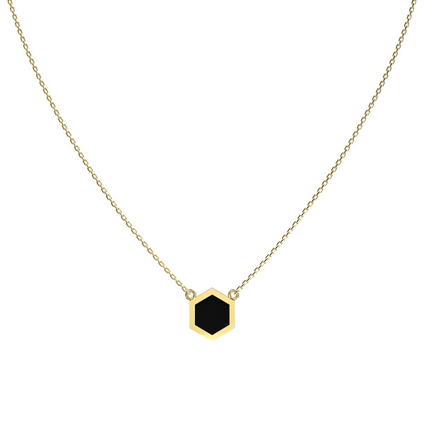 Колье из лимонного золота 585 пробы c ониксом