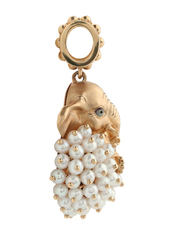 Подвеска из красного золота 585 пробы c эмалью и жемчугом