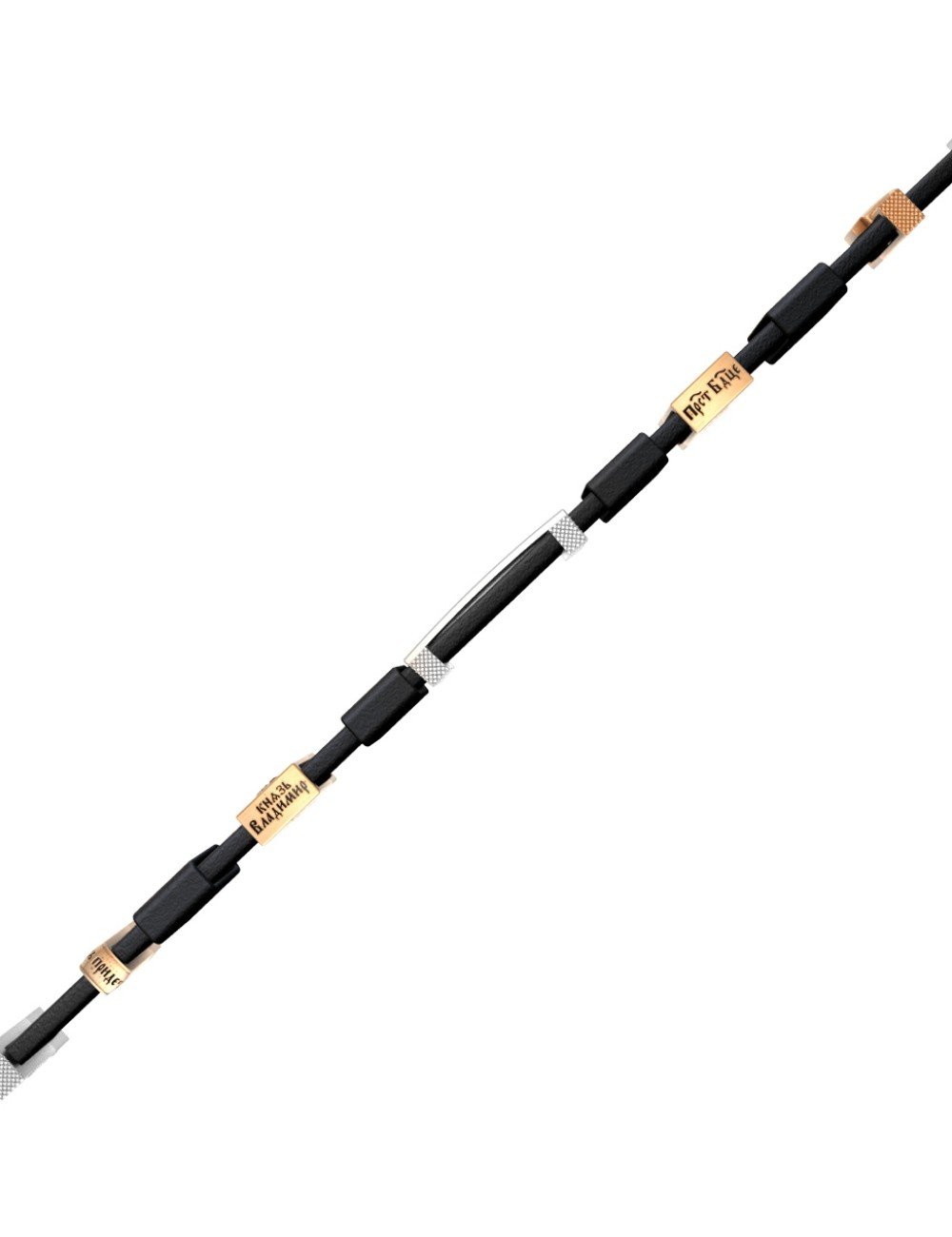 Браслет из белого золота c кожаным шнурком