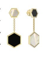 Серьги из лимонного золота c ониксом и перламутром