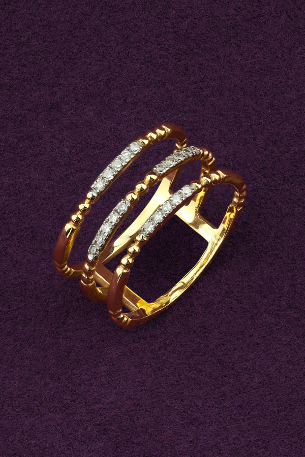 Кольцо из лимонного золота 585 пробы c бриллиантами