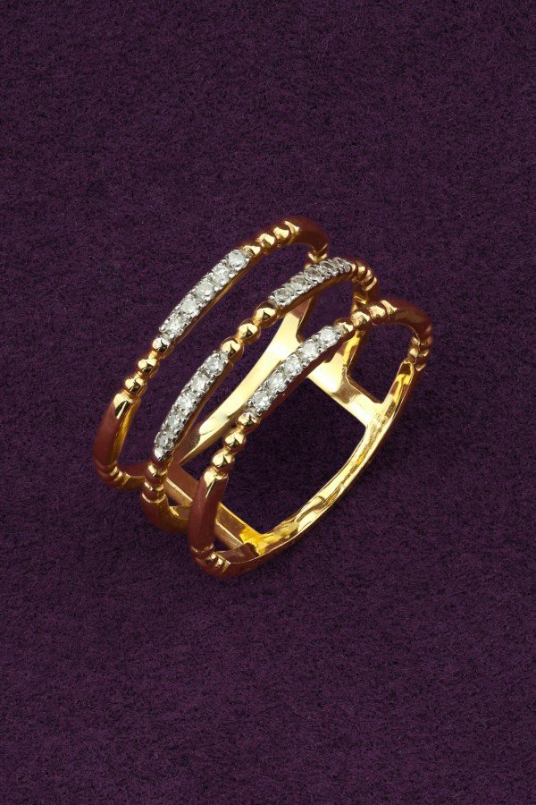 Кольцо из лимонного золота c бриллиантами