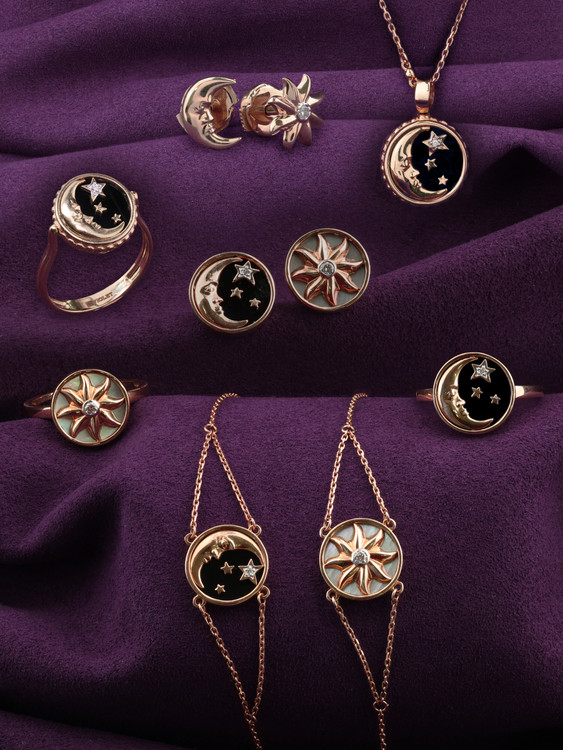 Серьги из красного золота 585 пробы c бриллиантами