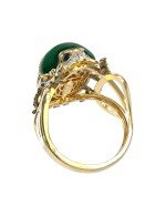 Кольцо из лимонного золота c эмалью, фианитом и турмалином