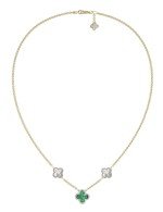 Колье из лимонного золота c бриллиантами, малахитом и перламутром