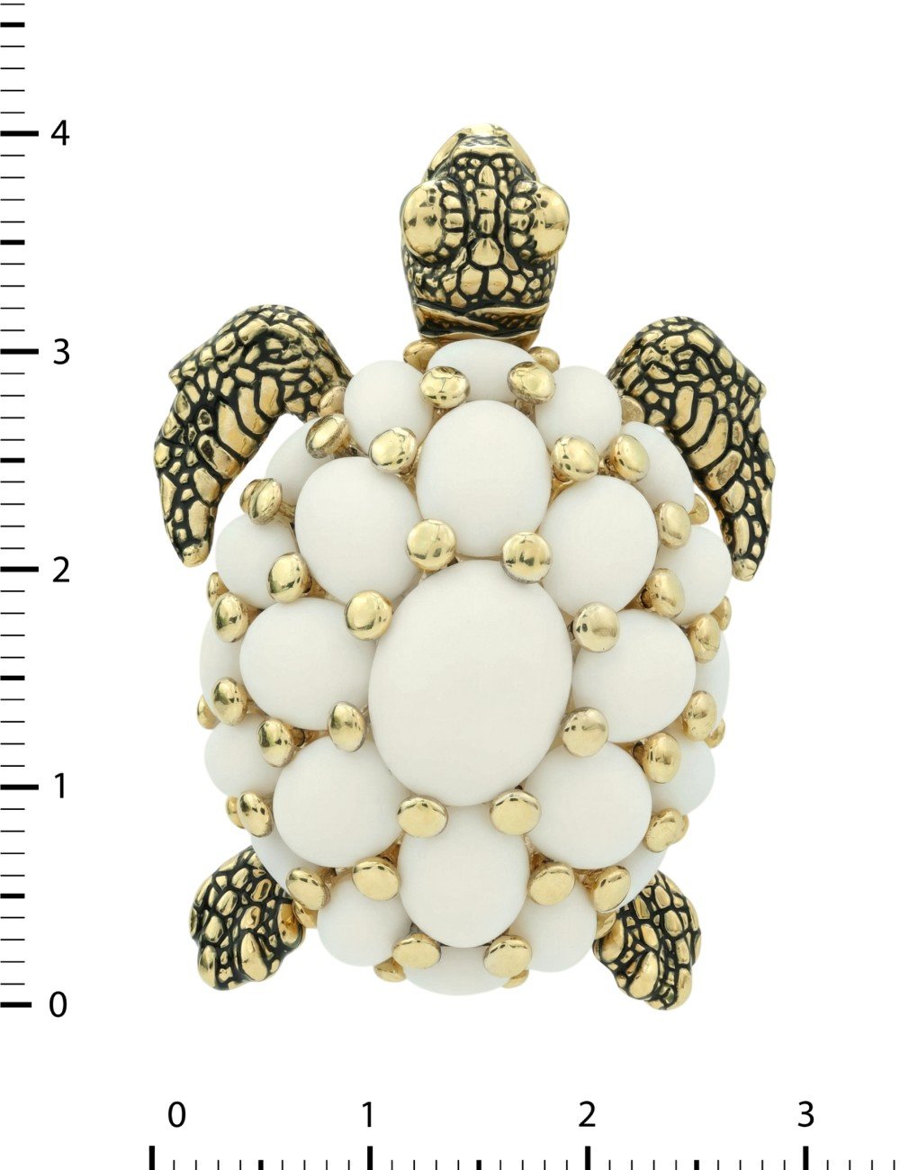 Брошь из лимонного золота c эмалью и бивнем мамонта